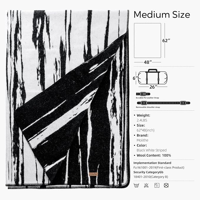 100% Wool Blanket, Military Wool Blanket, Sporting Events, Survival Kits - Image 4
