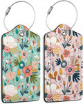 2 Pack Leather Luggage Tag for Suitcase Spring Flowers Leaves Berries Unique by TXIANT