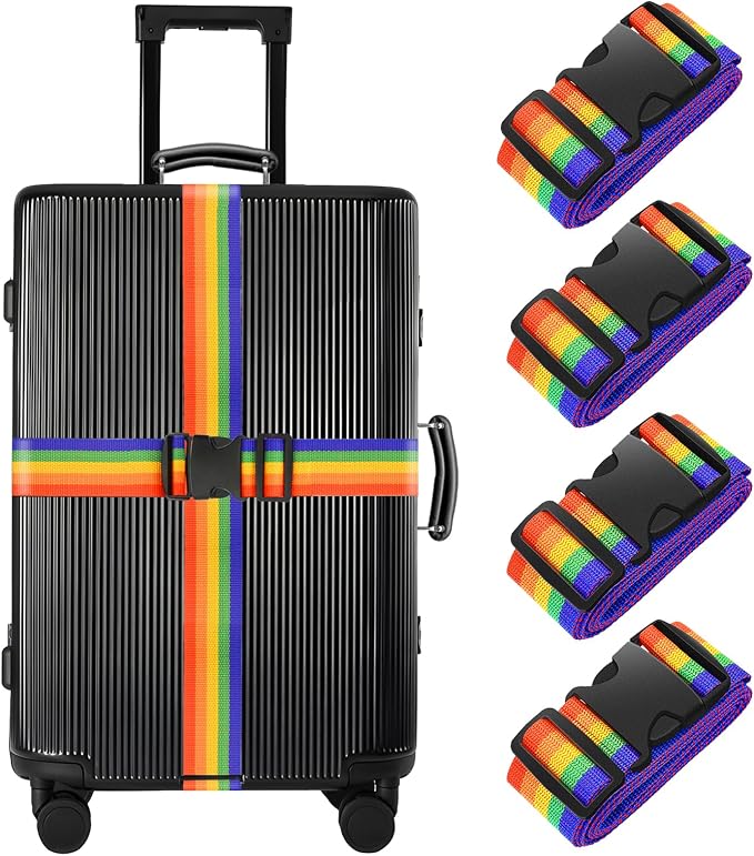 BILIONE 4 Pack Luggage Straps 79" Long Belts Keep Suitcase Secure While by BILIONE
