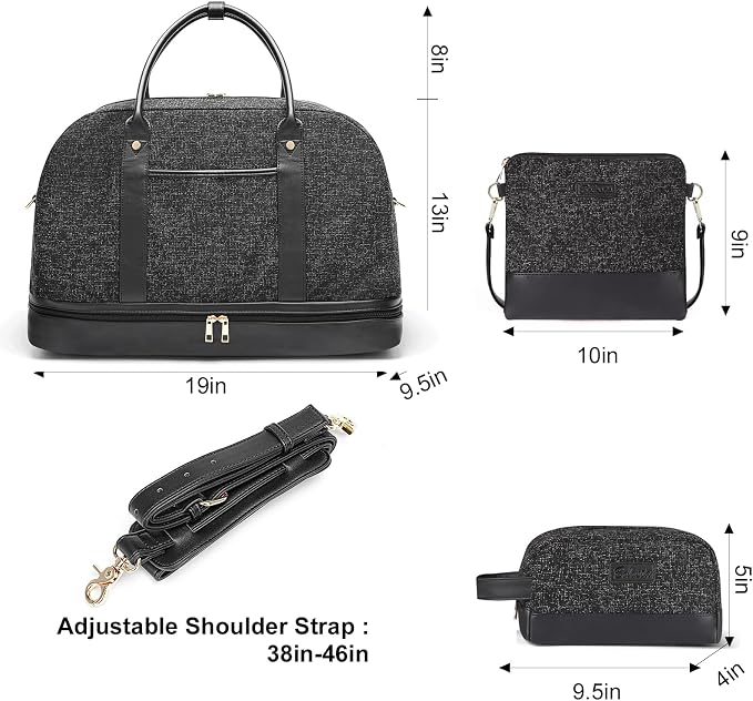 Weekender Bag for Women Canvas Overnight Bag Large Travel Tote Bag Carry on - Image 7