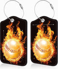 2 Pcs Baseball on Fire Luggage Tags by Unknown