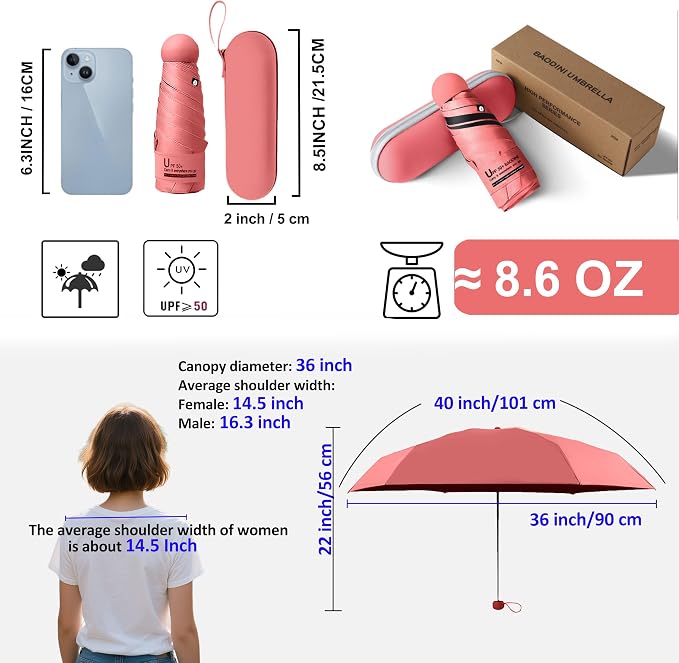 BAODINI Travel Mini Umbrella for Purse - Image 3