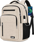 Beige Backpack for Men Women, School Backpack for Boys Girls Teens, 15.6 Inch by Skaypibs