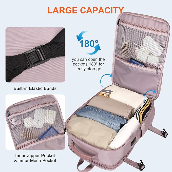 PIJUSHI Travel Backpack for Women Expandable Carry on Luggage Backpack Airline - Image 3