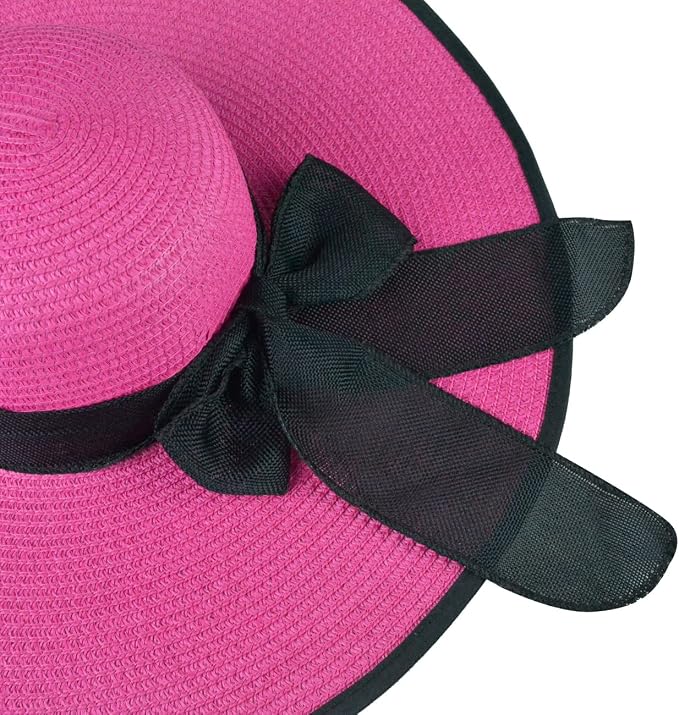 DRESHOW Beach Hats for Women Big Straw Wide Brim Summer Hat Floppy Foldable - Image 5