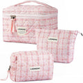 Makeup Bag 3 PCS Quilted Cosmetic Bags by Lodmemo