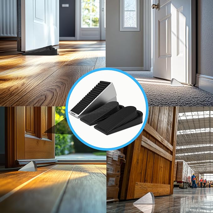 Door Stoppers for Bottom of Door Heavy Duty Adjustable Spring Loaded Rubber - Image 7