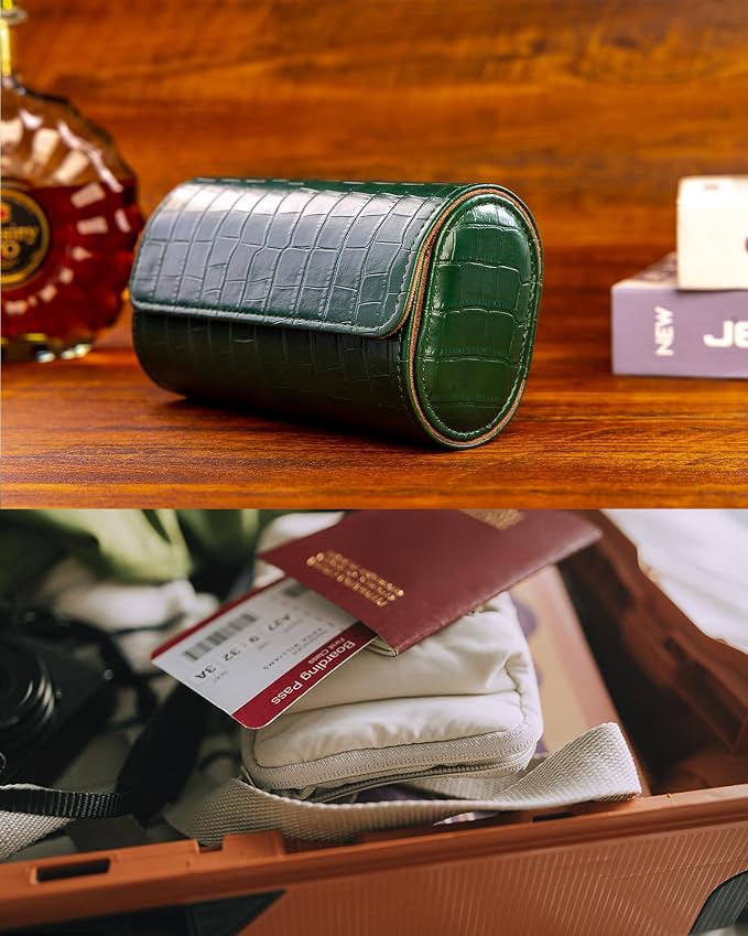 MR.OKAY 3 Watch Travel Case-Classic Leather Watch Case - Image 7