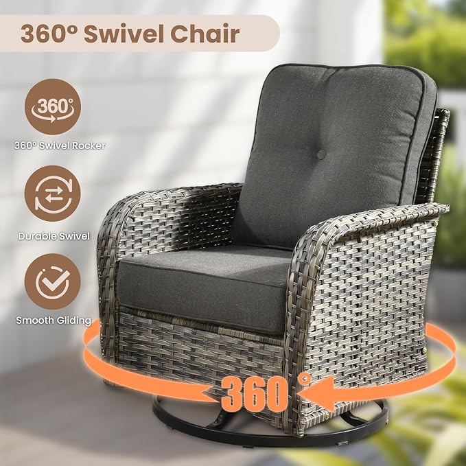 HOOOWOOO Patio Furniture Set, 5 Pieces Outdoor Conversation Set, All Weather - Image 2