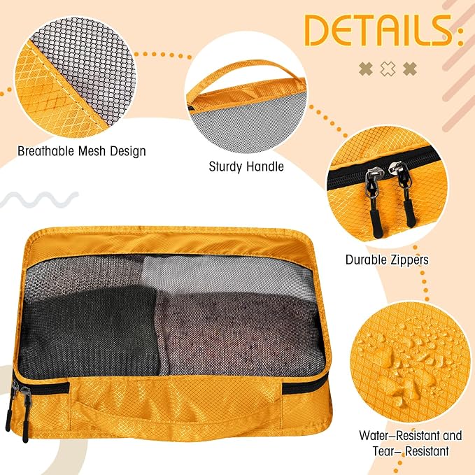 5 Pcs Packing Cubes for Suitcase Large Travel Cubes Carry on Luggage Organizer - Image 3