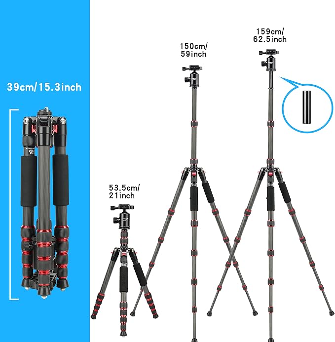 BONFOTO B690C Lightweight Carbon Fiber Portable Tripod Compact Travel Camera - Image 5