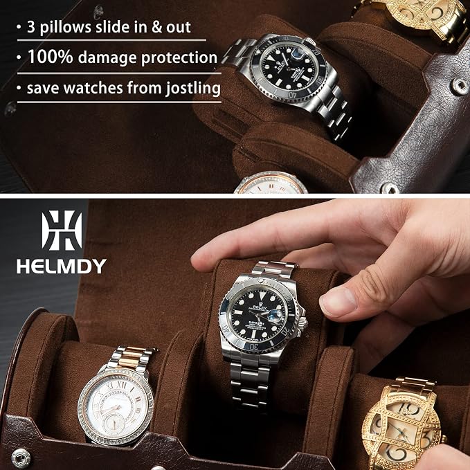 Watch Roll Travel Case: 3 Slot Watch Box Organizer - Image 2