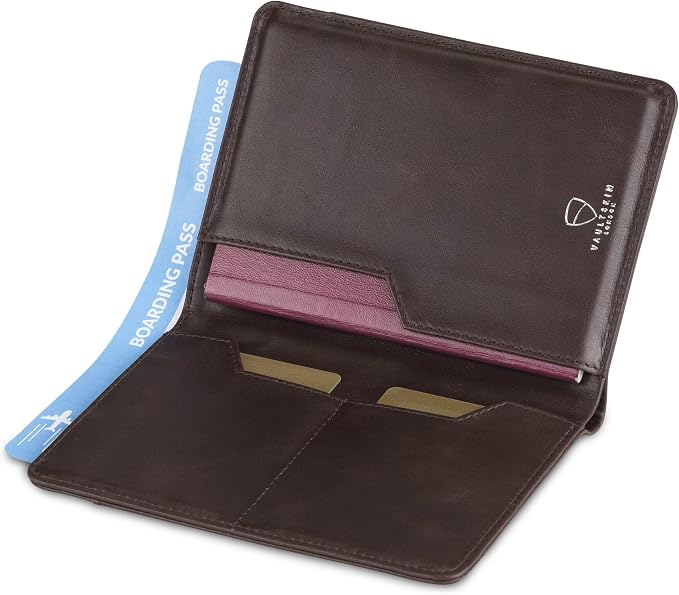 Vaultskin Leather Passport Holder, Slim RFID Blocking Travel Wallet - Image 4