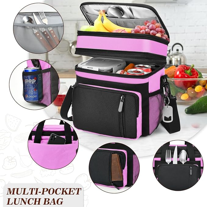 Insulated Lunch Bag Women | Large Adult Lunch Box | Double-Layer Reusable Lunch - Image 8