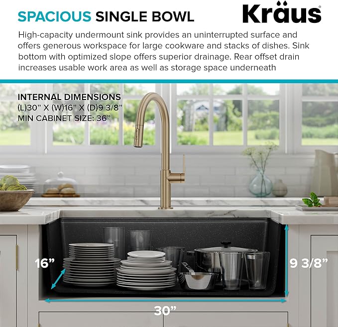 KRAUS Bellucci Workstation 32 in. Undermount Granite Composite Single Bowl - Image 5