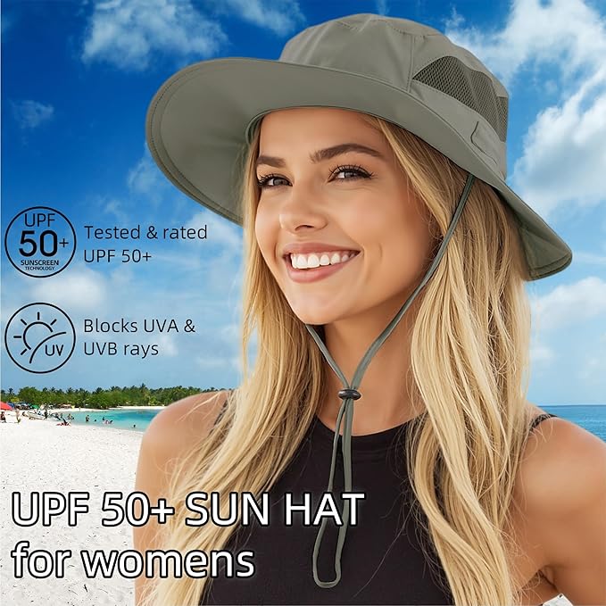 Connectyle Women's UPF 50+ Sun Hat UV Protection Wide Brim Bucket Hat Summer - Image 2
