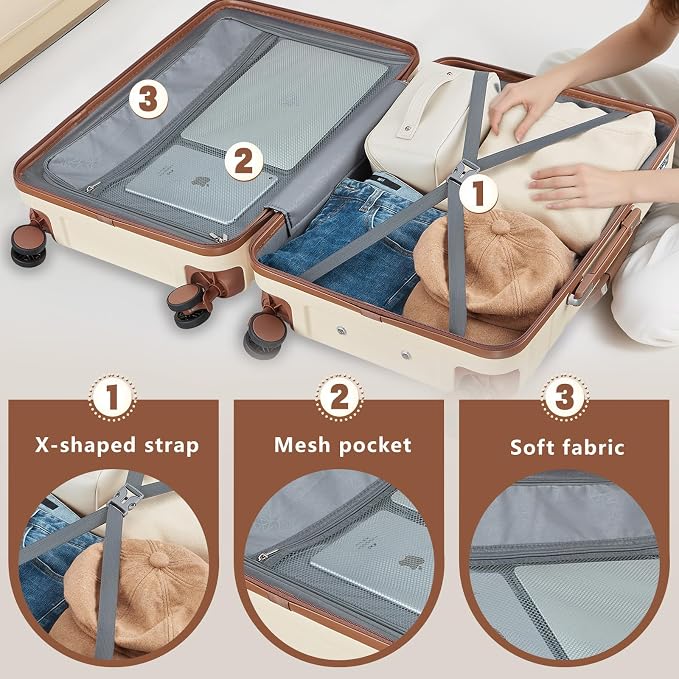 Luggage Sets, Suitcase with Spinner Wheels, PC+ABS Hardshell Travel Luggage Set - Image 6