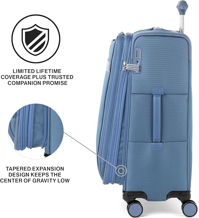Travelpro VersaPack+ Lightweight Softside Expandable Checked Luggage, 8 Spinner - Image 6