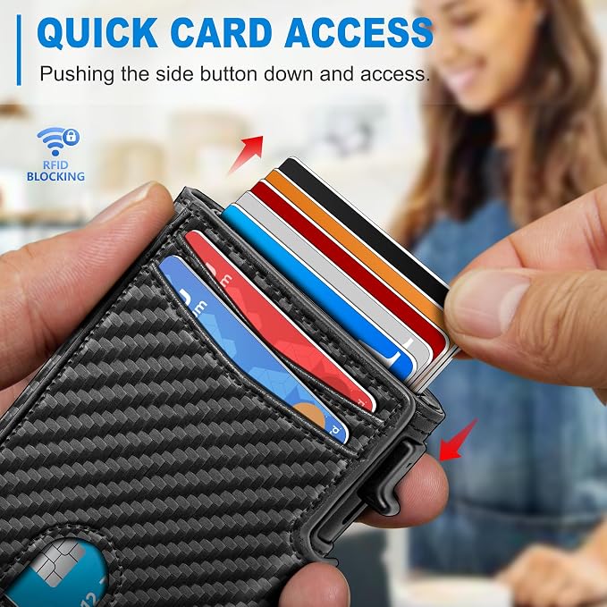 Men Wallet, with Money Clip Coins Pocket ID Window, Slim Front Pocket RFID - Image 5