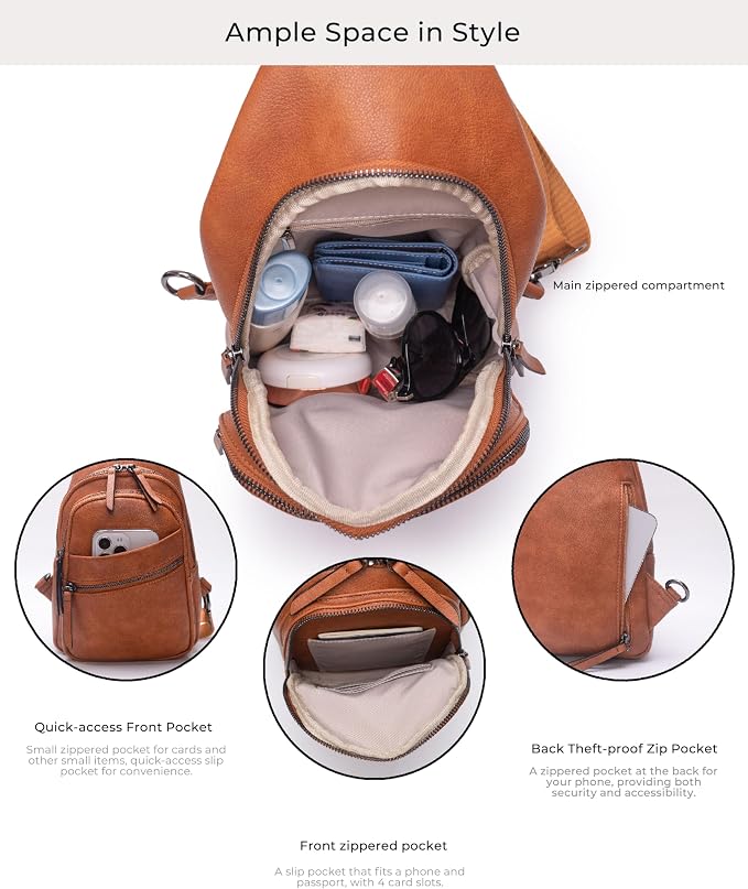 Alldaily Large Sling Bag for Women Crossbody Purse Leather Fashionable Trendy - Image 3