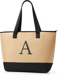 KALIDI Woven Tote Bag for Women, Lightweigh Monogram Beach Bag by KALIDI