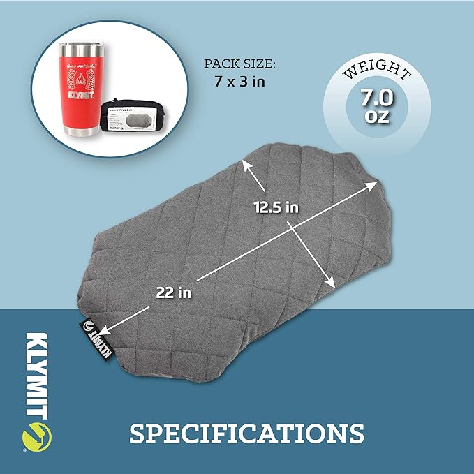 Klymit Luxe Travel Pillow, Lightweight Inflatable Hybrid Airplane, Backpacking - Image 4