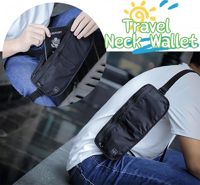 Travel Passport Holder 【1 PACK】2 in 1 Slim RFID Blocking Travel Money Belt - Image 2