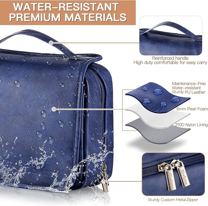 Elviros Hanging Toiletry Bag for Men Travel Essentials 3-in-1 Large Waterproof - Image 2