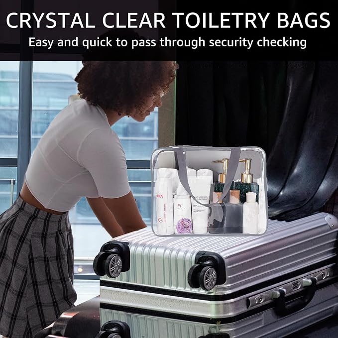 2Pcs Crystal Clear PVC Travel Toiletry Bag Kit - Image 2