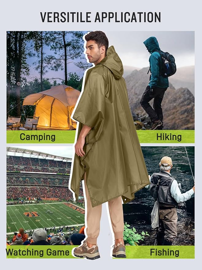 SaphiRose Extra Thick Hooded Rain Poncho Double Layer Waterproof Raincoat Jacket - Image 6