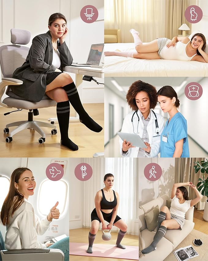 Momcozy Compression Socks for Women Wide Calf, 15-20mmHg Knee High Support - Image 6