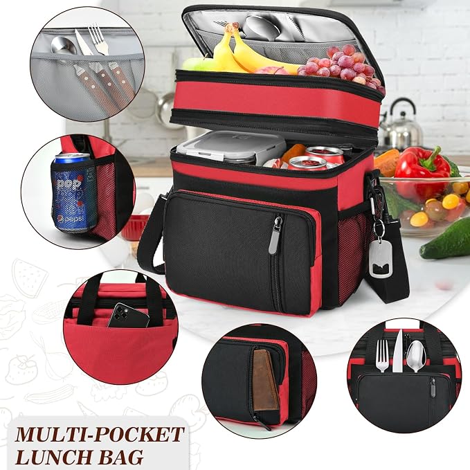 Insulated Lunch Bag Women & Men | Large Adult Lunch Box | Double-Layer Reusable - Image 6