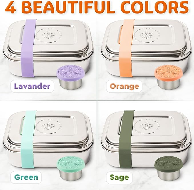Everusely - Bento Box - Orange, 27oz / 0.8 L - Stainless Steel Lunch Box - 3 - Image 7