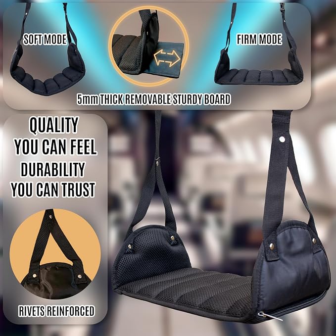 Foot Hammock for Plane Travel, Memory Foam Airplane Foot Hammock, No Feet - Image 3