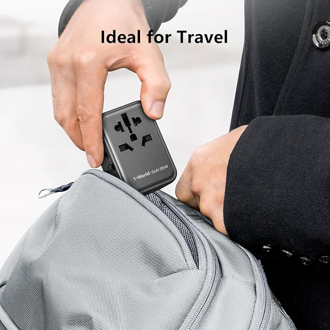 MOMAX Universal Travel Adapter, GaN 70W International Power Adapter, 3 USB-C PD - Image 9