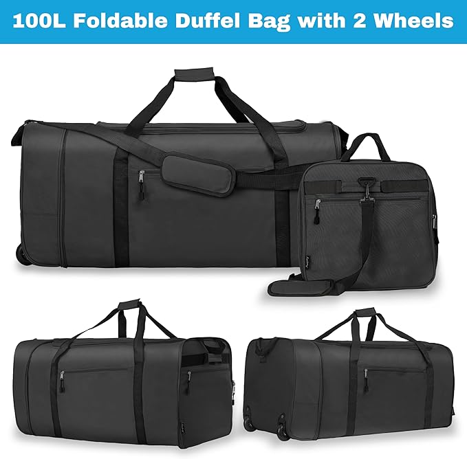 Finnhomy 100L Foldable Rolling Duffel Bag - Image 3