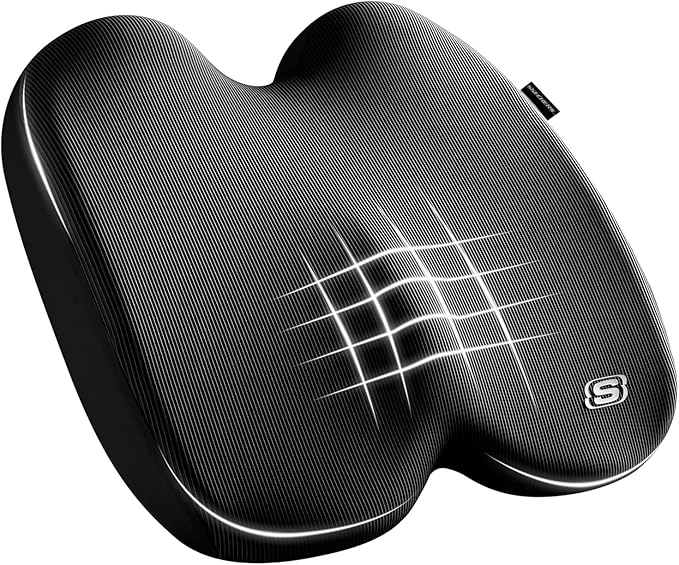 Skechers Memory Foam Seat Cushion, Ribbed Fabric Office Chair Cushion by Skechers