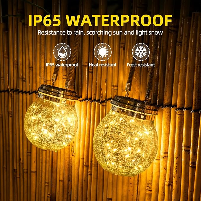 ROSHWEY Solar Lanterns Outdoor Waterproof, 4 Pack Garden Lights Outdoor Lantern - Image 6