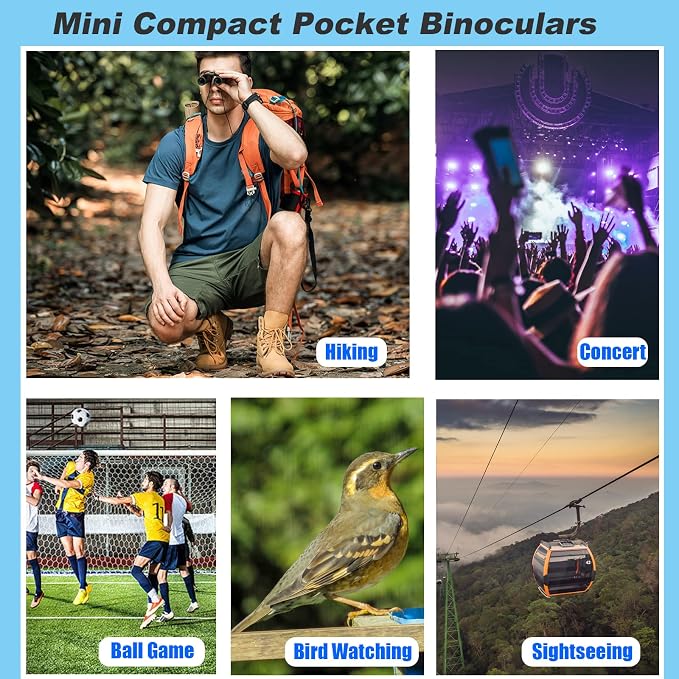 8x21 Mini Compact Pocket Binoculars, Lightweight Foldable Easy Focus Small - Image 7