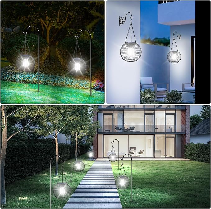 UBright Solar Lantern Lights Outdoor Waterproof Metal Hanging Solar Lights - Image 7