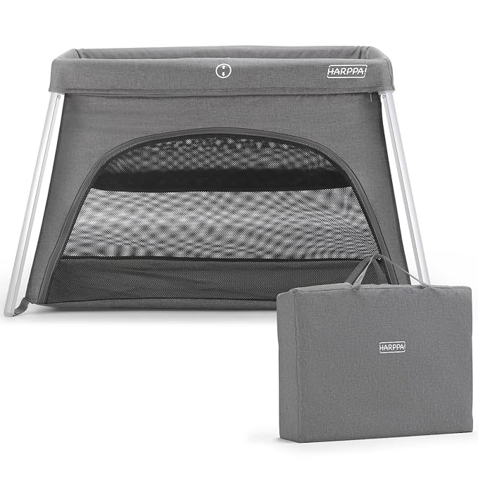 HARPPA Travel Crib with Comfy Mattress, Lightweight Portable Crib Requires No by HARPPA