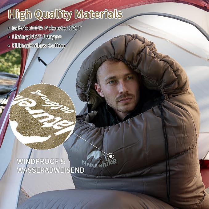 Naturehike Sleeping Bags for Adults, 23/39℉ Mummy Backpacking Sleeping Bag - Image 6