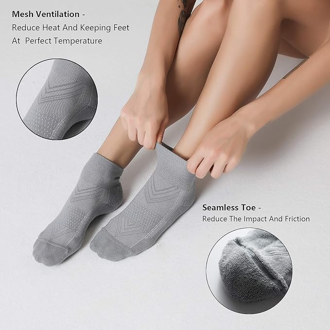 CS CELERSPORT 6 Pairs Women's Running Ankle Socks Athletic Sport Socks Cushioned - Image 4