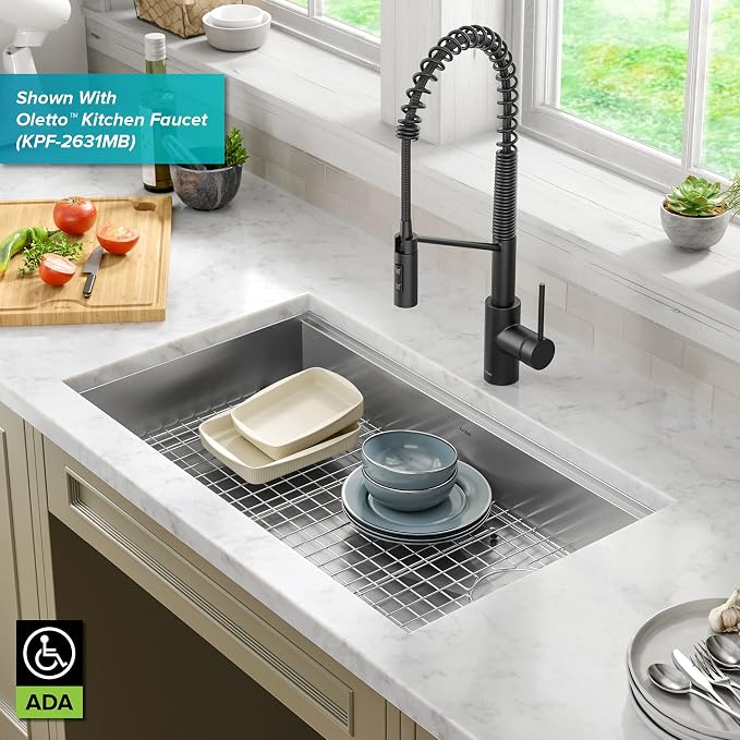 KRAUS Kore ADA Workstation 32-inch Undermount 16 Gauge Stainless Steel Kitchen - Image 4