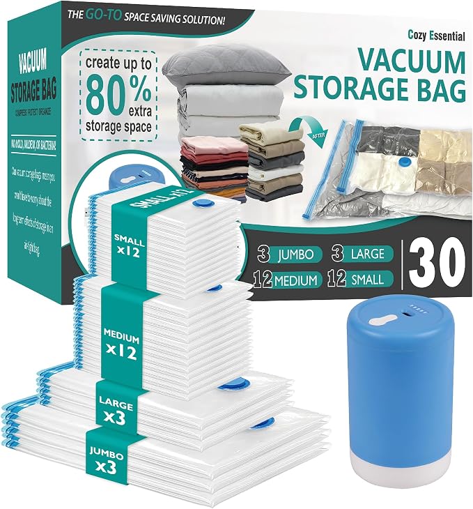 Cozy Essential 30 Pack Vacuum Storage Bags by CozyEssential