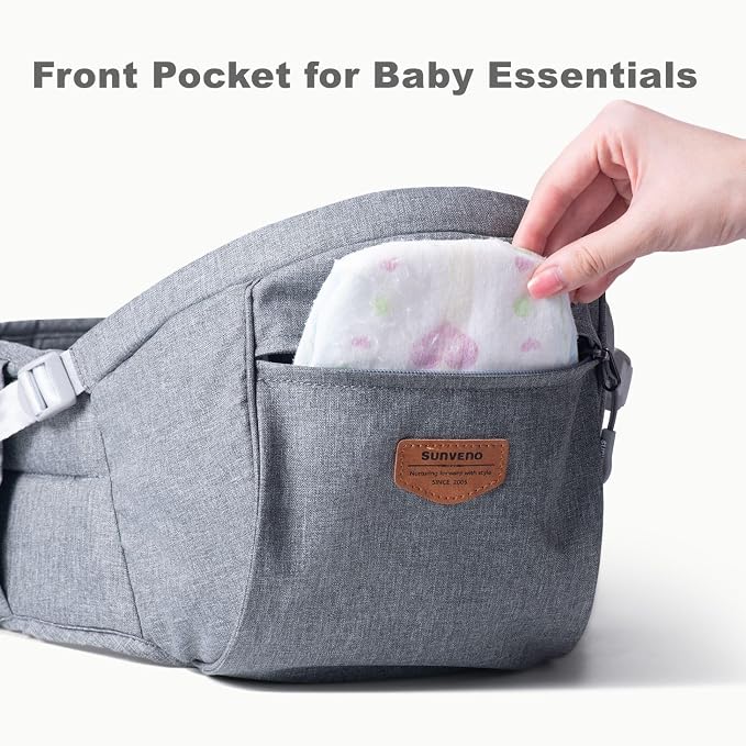 Sunveno Hip Baby Carrier with Seat, Ergonomic Baby Hip Carrier, Front-Facing - Image 7