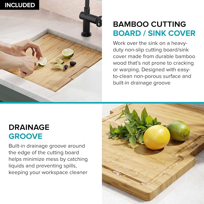 KRAUS Kore 17-Inch Undermount Workstation 16 Gauge Single Bowl Stainless Steel - Image 9