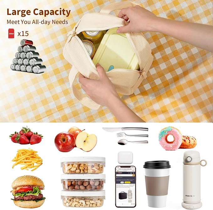 Insulated Lunch Bag for Women, 6-Hour Cold Retention Cooler Tote - Image 6