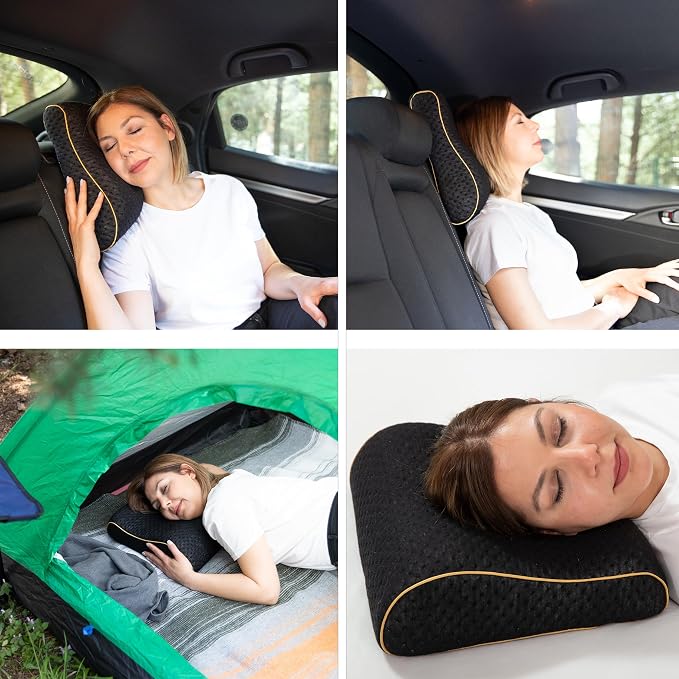 Travel & Camping Comfortable Memory Foam Pillow – Easy to Carry Portable Bag – - Image 4