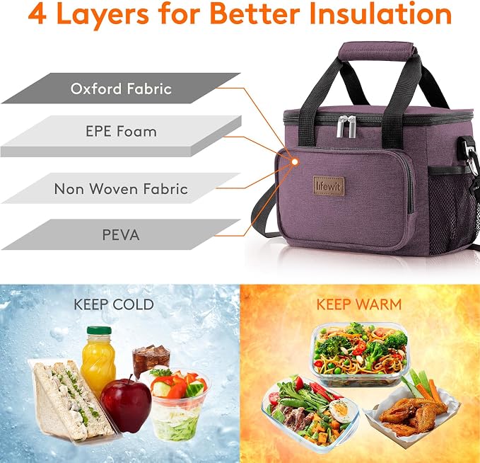 Lifewit Medium Lunch Bag Insulated Lunch Box Soft Cooler Cooling Tote - Image 2